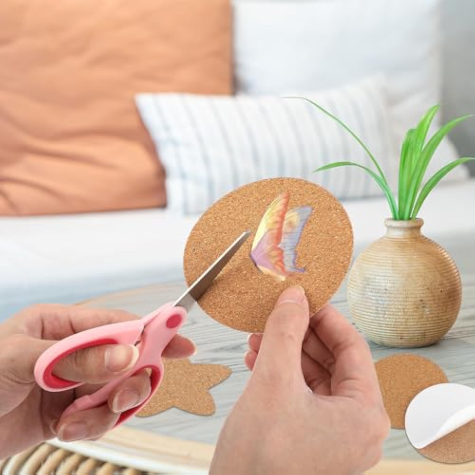 Self-Adhesive Cork Coasters, 20 Pieces for Craft Supplies